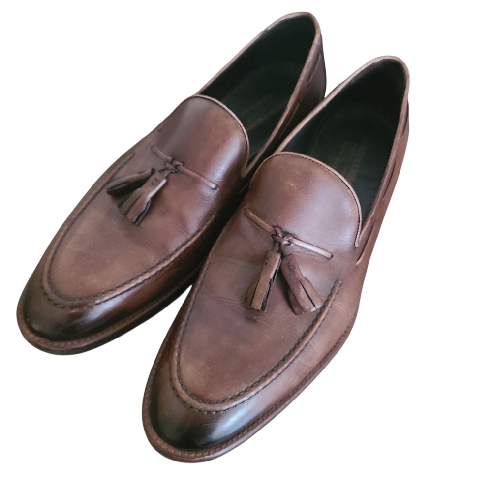 Johnston & Murphy Hartley Mens US 12 Brown Italian Calfskin Tassel Loafers